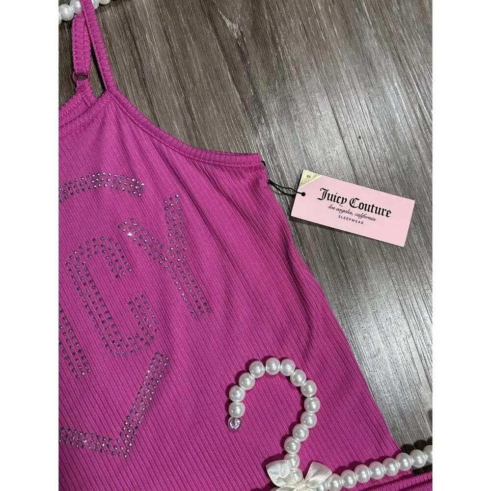 Juicy Couture NWT 2 Piece Pink Voltage Sleep Wear Rhinestone Accents